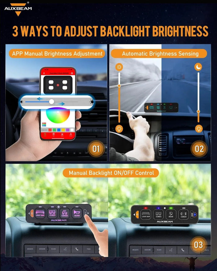 AS Series 4 Gang (AS-400) RGB Slim Switch Panel with APP&Remote Control, Toggle/ Momentary/ Pulsed Mode Supported(One-Sided Outlet)