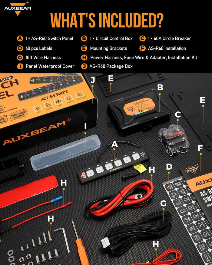 AS Series 6 Gang (AS-R60) RGB Slim Switch Panel, Toggle/ Momentary/ Pulsed Mode Supported(One-Sided Outlet)