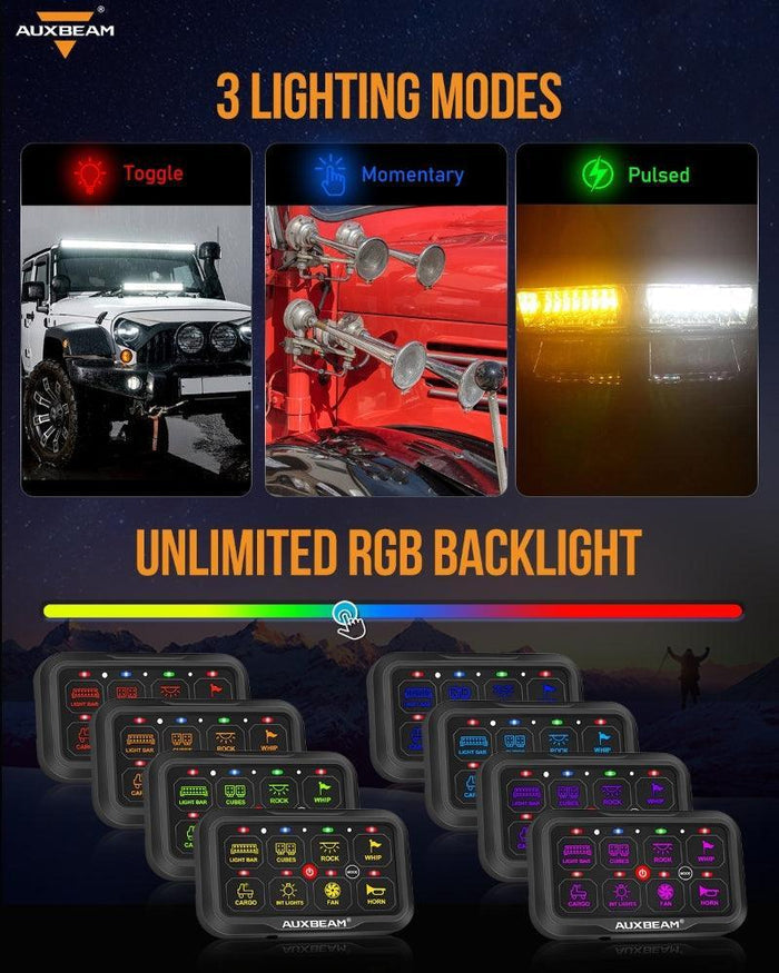 AUXBEAM AR-800 RGB Switch Panel, Off Road Lights Controller