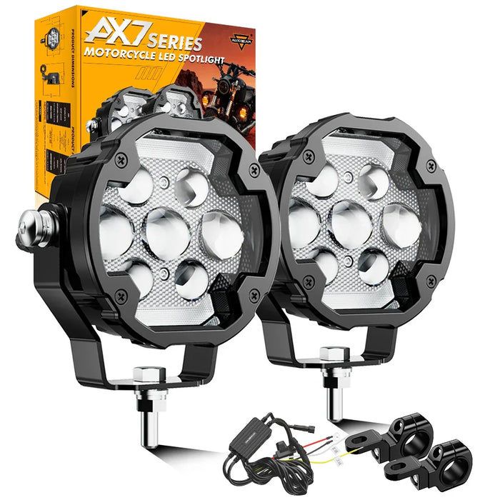 🆕AX7 Series 4.2 Inch 72W Dual Color Switchback LED Off-Road Lights, 3+4 Modes Driving Fog Light for Motorcycle Offroad Truck Jeep UTV Pickup | 2PCS/Set