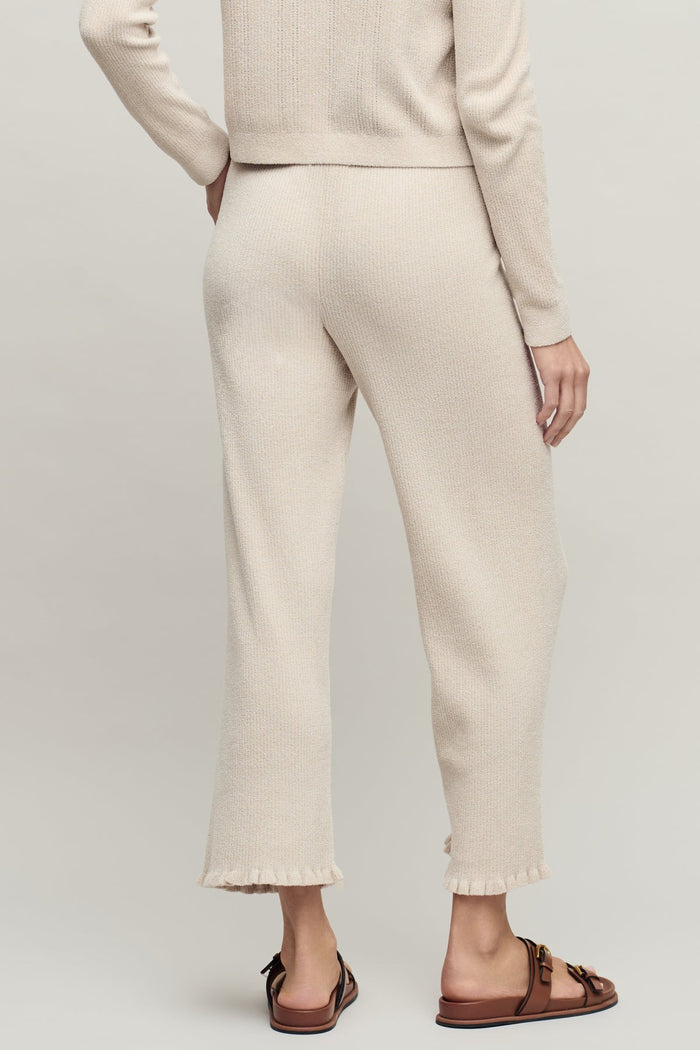 Barefoot Dreams CozyChic Rib Ruffle Hem Ankle Pant - Stone