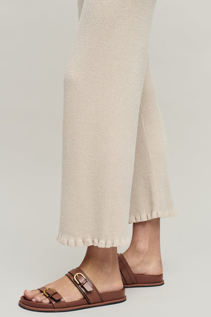 Barefoot Dreams CozyChic Rib Ruffle Hem Ankle Pant - Stone