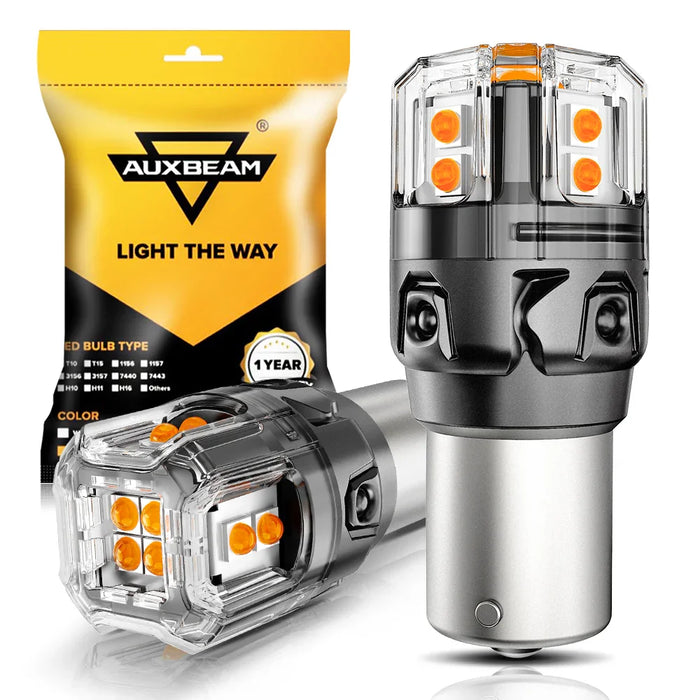 🆕BAU15S 7507 LED Turn Signal Light Rear/Front, Side Maker Light Bulbs 13W 500% High Brightness CAN-Bus Error Free 3000K Amber B52 Series |2 Bulbs