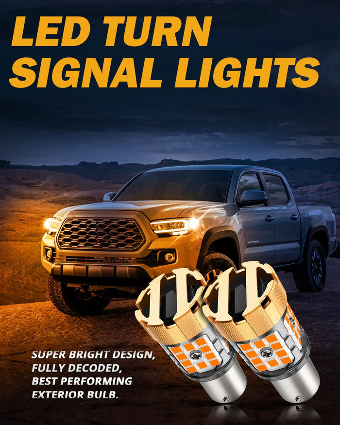 🆕BAU15S 7507 LED Turn Signal Light Rear/Front, Side Maker Light Bulbs 50W 4000LM CAN-Bus Error Free 3000K Amber B21-PRO Series |2 Bulbs