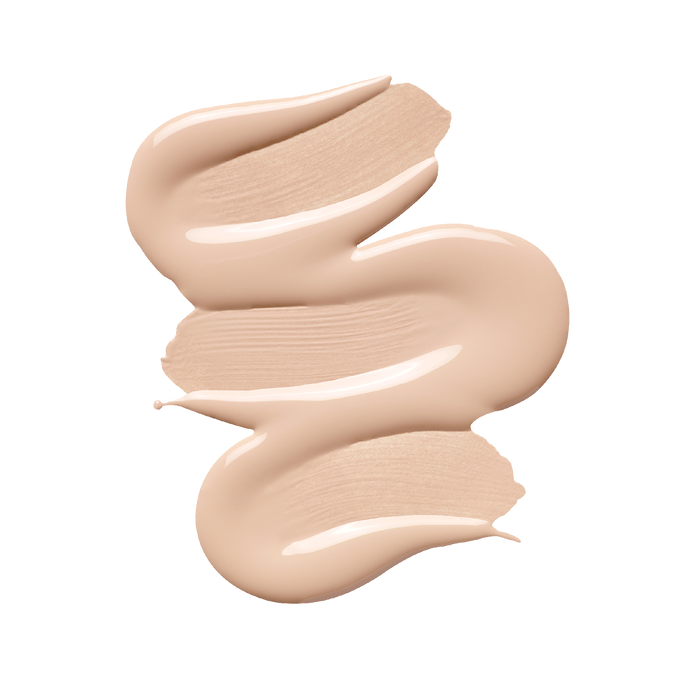 Nikol Beautys BB CRÈME is swatched on a white background, displaying its creamy beige hue with smooth, glossy texture through three overlapping strokes.