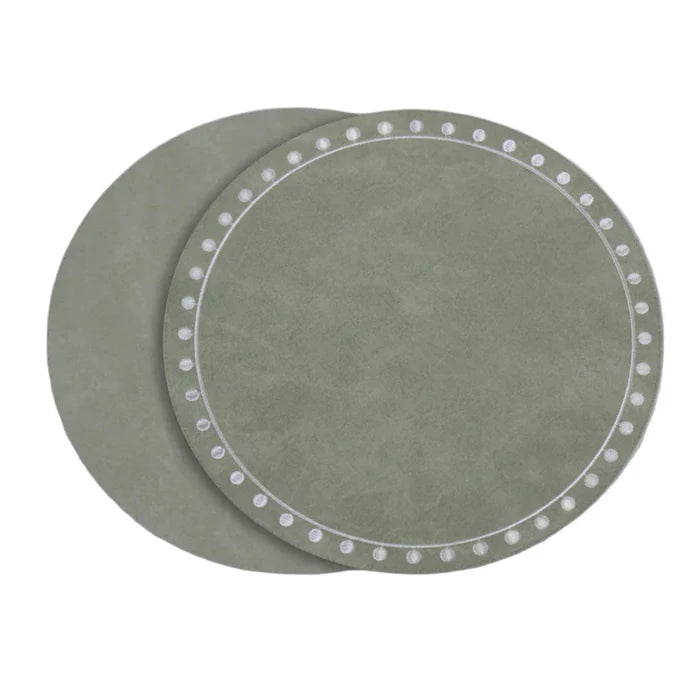 Beatriz Ball Round Embroidered Dots Placemats - Green
