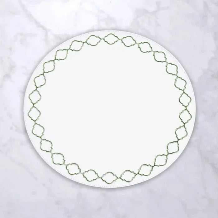 Beatriz Ball Round Quatrefoil Placemats - Green