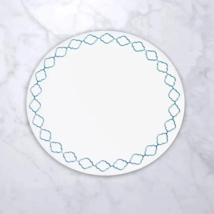 Beatriz Ball  Round Quatrefoil Placemats Blue