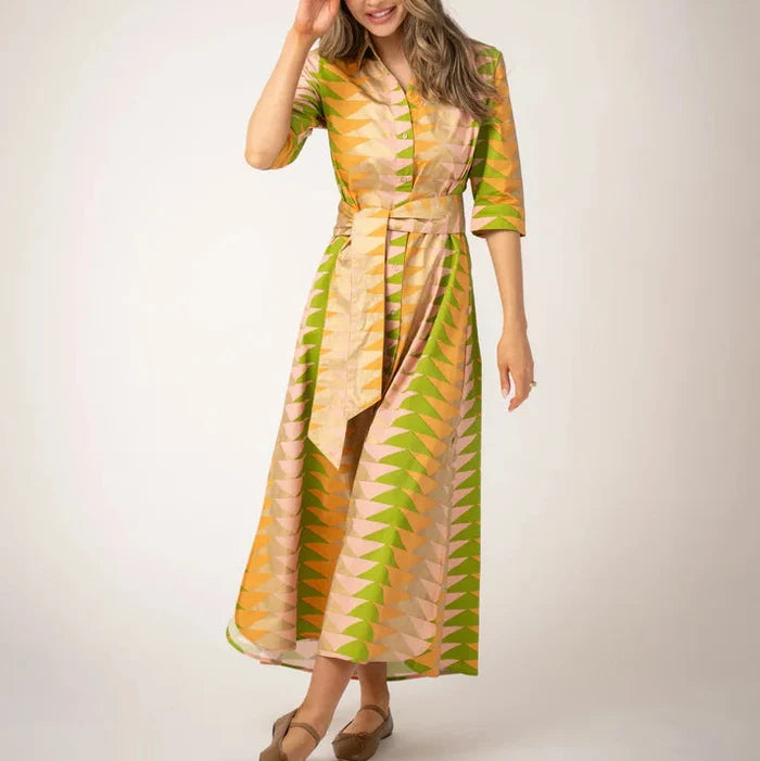 Beau & Ro Eloise Dress | Bagru Triangle - Sunrise