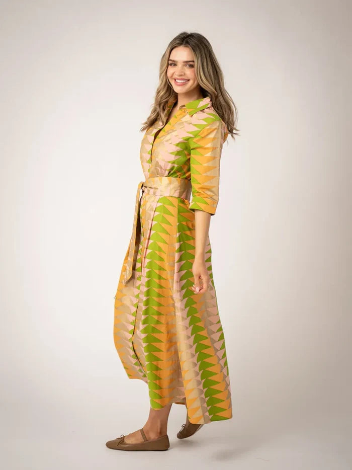Beau & Ro Eloise Dress | Bagru Triangle - Sunrise