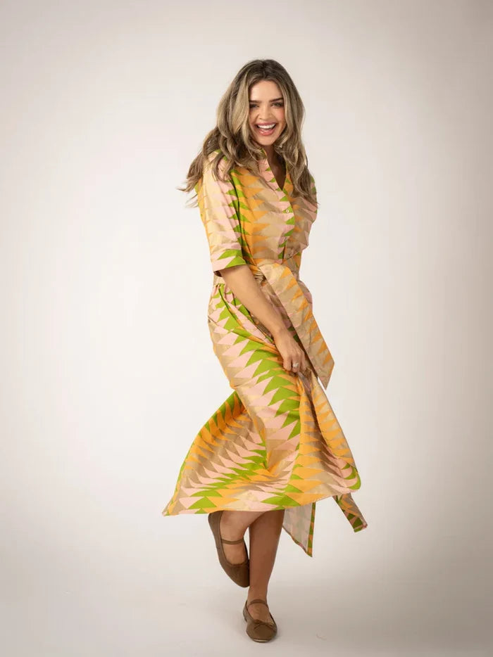 Beau & Ro Eloise Dress | Bagru Triangle - Sunrise