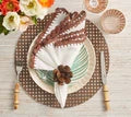 Begonia Napkin Ring in Brown & Gold