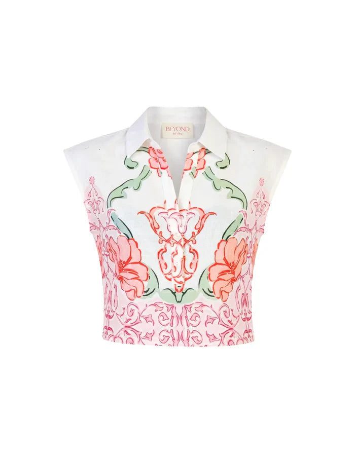 BEYOND BY VERA Short Sleeve Tops Alba Top - Matinee Rose