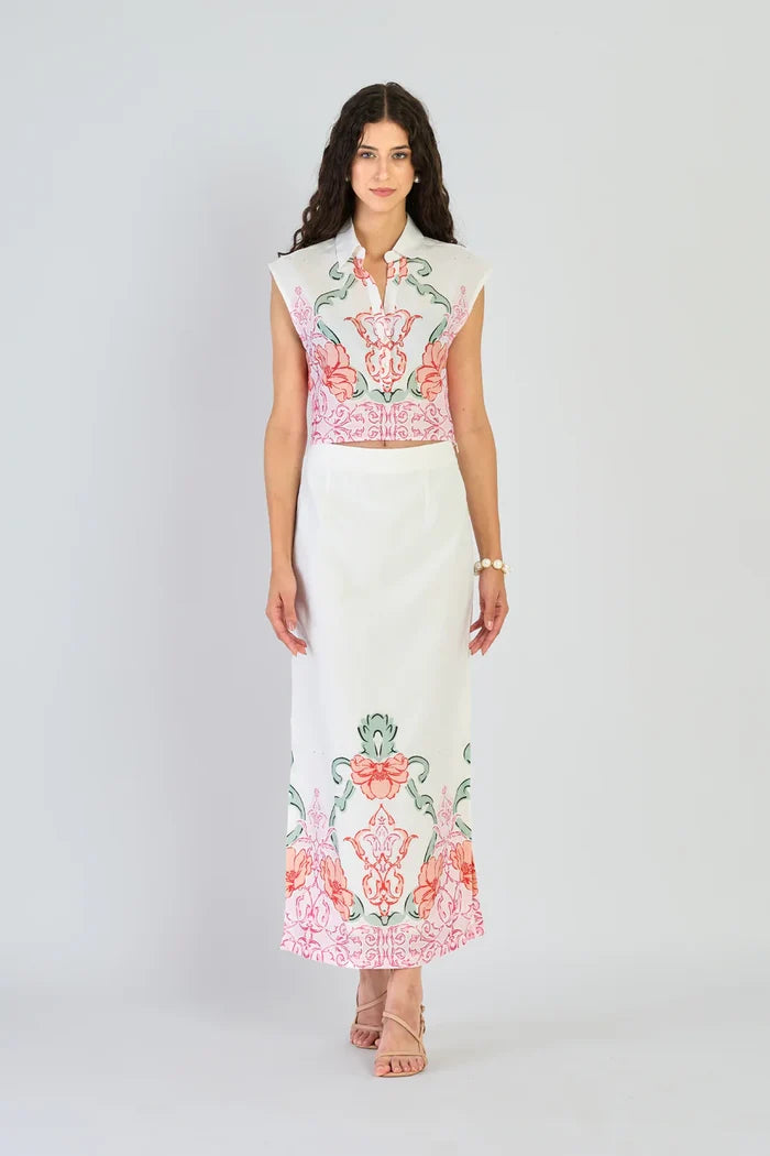 BEYOND BY VERA Short Sleeve Tops Alba Top - Matinee Rose