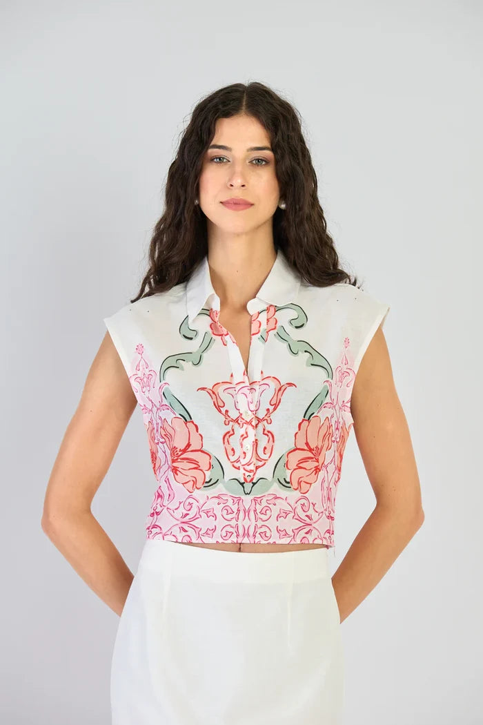 BEYOND BY VERA Short Sleeve Tops Alba Top - Matinee Rose