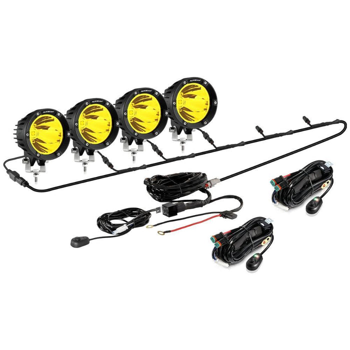 4Pcs Pod Lights+Additional 6-Pod Power Harness / Without Covers