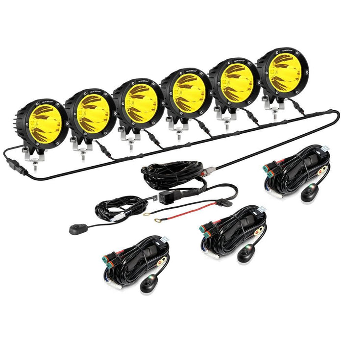 6Pcs Pod Lights+Additional 6-Pod Power Harness / Without Covers