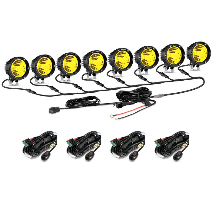 8Pcs Pod Lights+Additional 8-Pod Power Harness / Without Covers