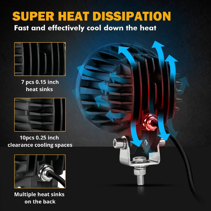 C4 Series | 4 Inch 100W Spot Round LED Pods Amber LED Driving Lights