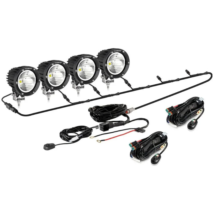 4Pcs Pod Lights+Additional 6-Pod Power Harness / Without Covers