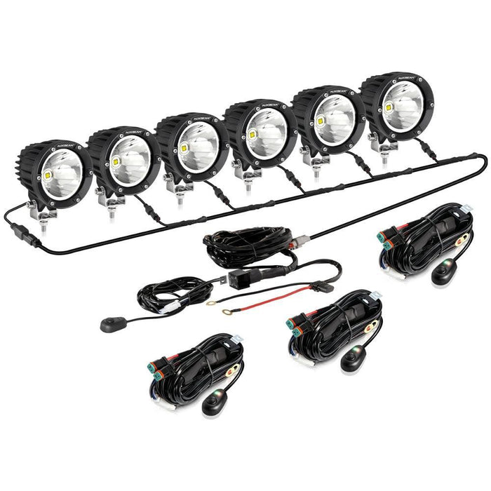 6Pcs Pod Lights+Additional 6-Pod Power Harness / Without Covers