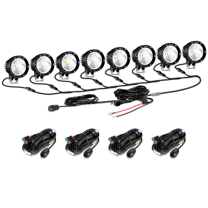 8Pcs Pod Lights+Additional 8-Pod Power Harness / Without Covers