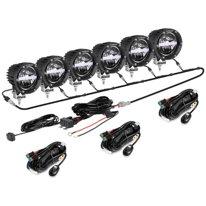 6Pcs Pod Lights+Additional 6-Pod Power Harness / Without Covers