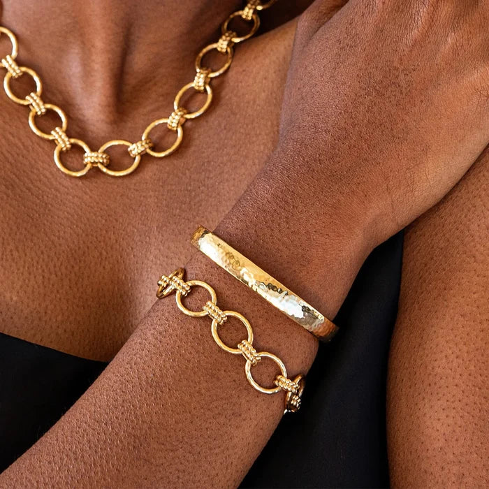 Capucine De Wulf Cleopatra Oval Hinged Bangle - (Hammered Gold)