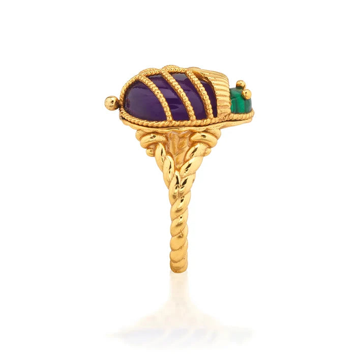 Capucine de Wulf Scarab Petite Ring - Malachite/Amethyst