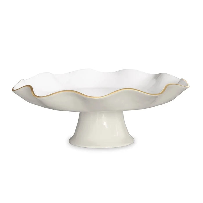 Carola Pedestal Cake Plate (Cream and White)