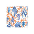 Caspari Shell Toile Boxed Cocktail Napkins in Coral & Blue - 40 Per Box