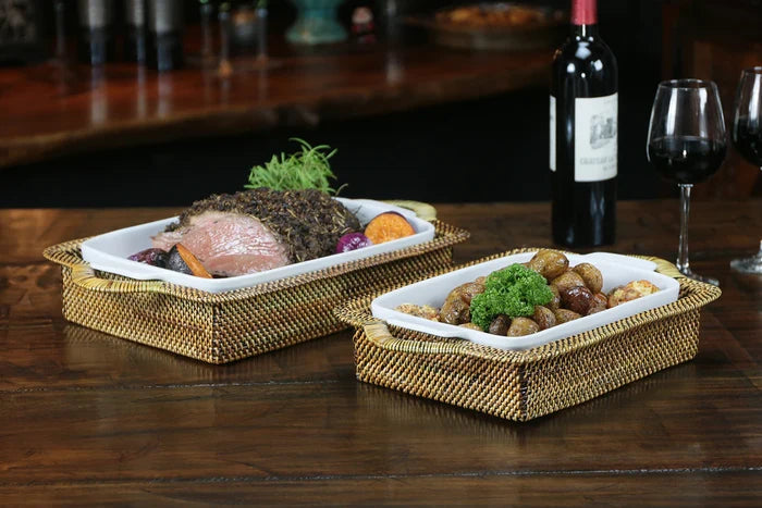 Casserole Basket  with Calaisio Stoneware Roaster - 2 Sizes