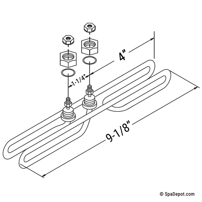 Center Terminal Flow-Thru Spa Heater Element