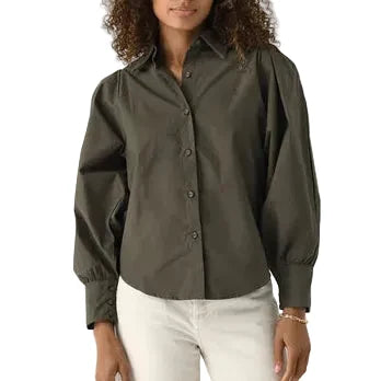 Charlotte Poplin Top - Olive