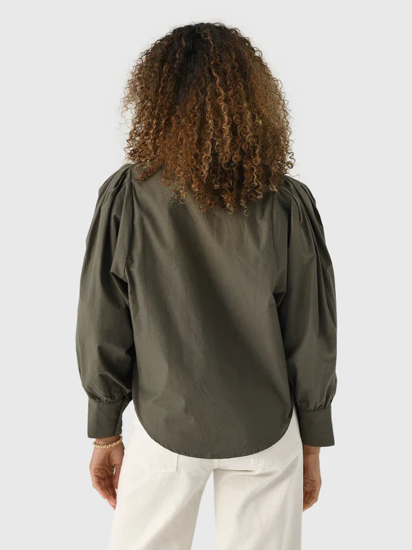 Charlotte Poplin Top - Olive