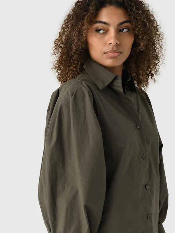Charlotte Poplin Top - Olive