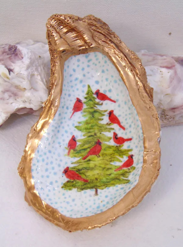 Christmas Oyster Shell Trinket Dish (multiple variants)