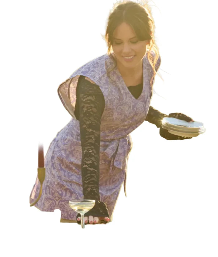Classic Grace Apron Aster Purple Medusa Print