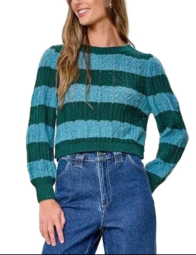 Cleobella Velma Sweater - Striped Smoke Blue/June Bug
