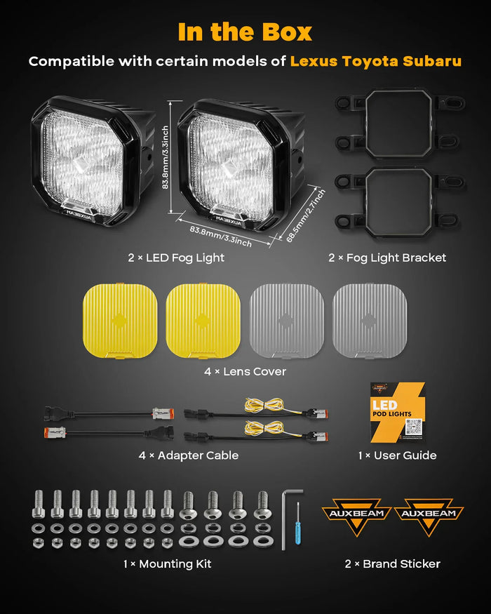 Color Play Series 3 Inch LED Fog Light Kit For Lexus