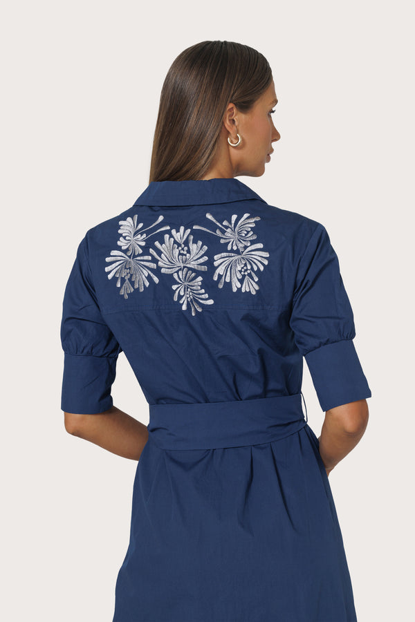 Connie Embroidered Poplin Shirt Dress