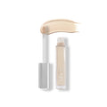 A tube of light beige Creamy Concealer with a sleek silver cap by Nikol Beauty is open, displaying a wand applicator. A swatch shows its high-coverage, creamy texture. Embodying clean beauty principles, Nikol is elegantly embossed on the side of this must-have product.