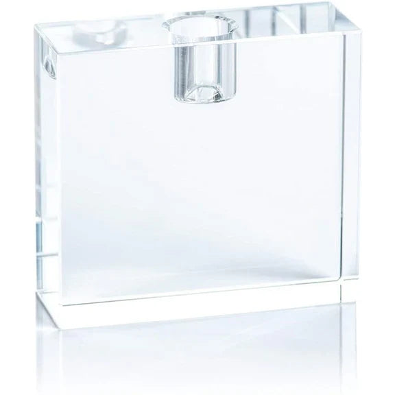 Crystal Glass Taper Holder - Clear 4.25"