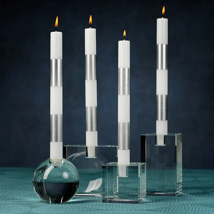 Crystal Glass Taper Holder - Clear 4.25"