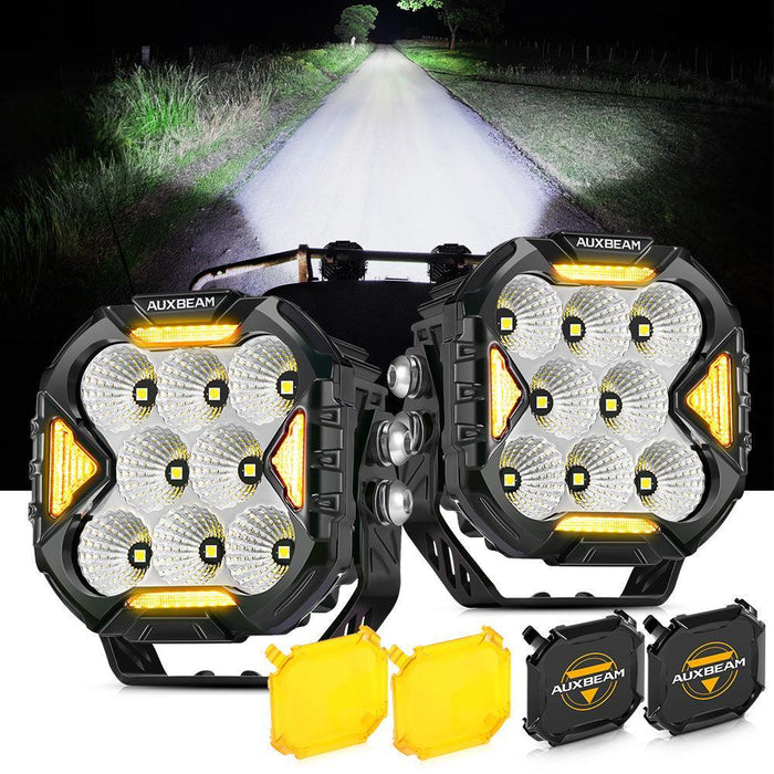 Flood / 2Pcs Pod Light / With Amber Covers + Black Covers