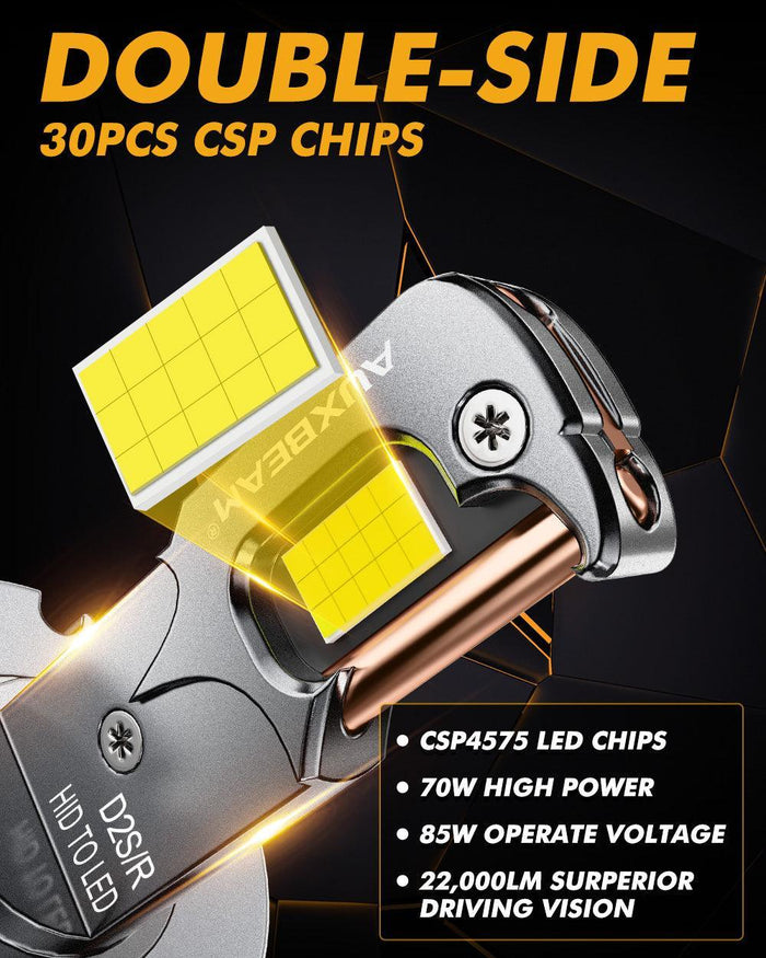 D2 D2S D2R LED Headlight Bulbs 70W 22000LM D-PRO Series HID Replacement 6500K Cool White | 2 Bulbs