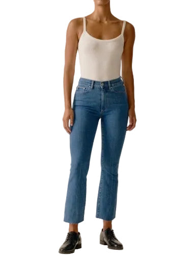 DL1961 Mara Straight: Mid Rise Instasculpt Ankle - Spring Showers (dl airbrushed)