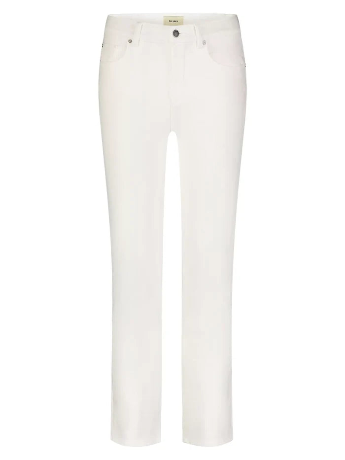 DL1961 Mara Straight Mid Rise Instasculpt Ankle - White
