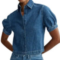 DL1961 Montauk Shirt: Puff Sleeve - Terra Blues