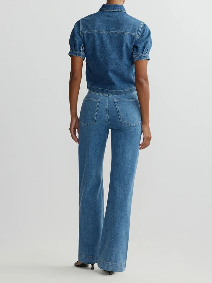 DL1961 Montauk Shirt: Puff Sleeve - Terra Blues